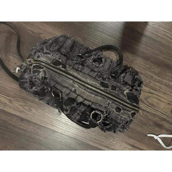 Vintage Miu Miu Distressed Black Denim top handle/crossbody bag - Picture 4 of 9